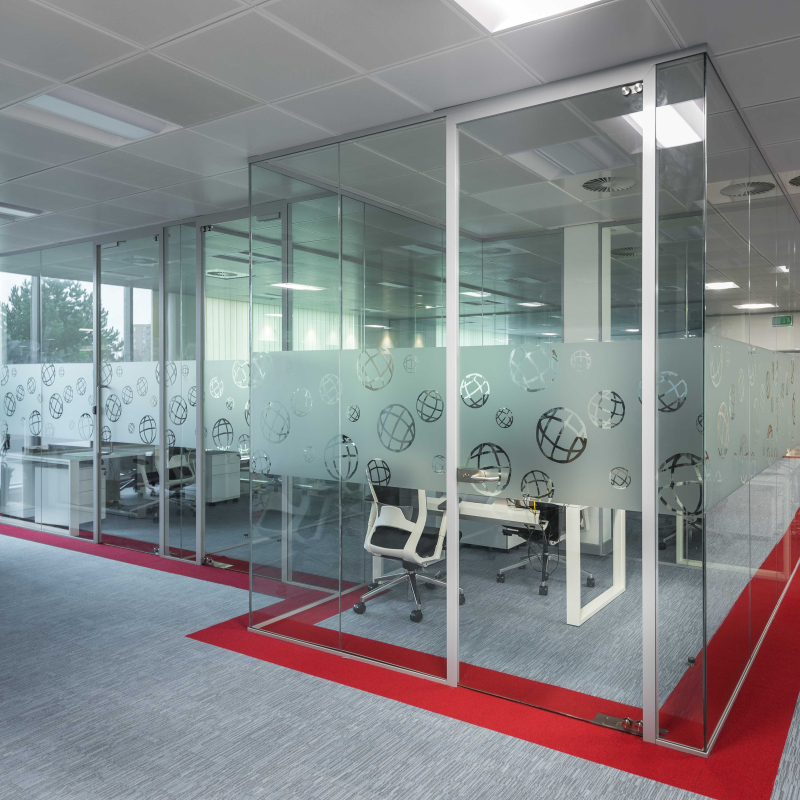 Pearson office glass walls and wrap