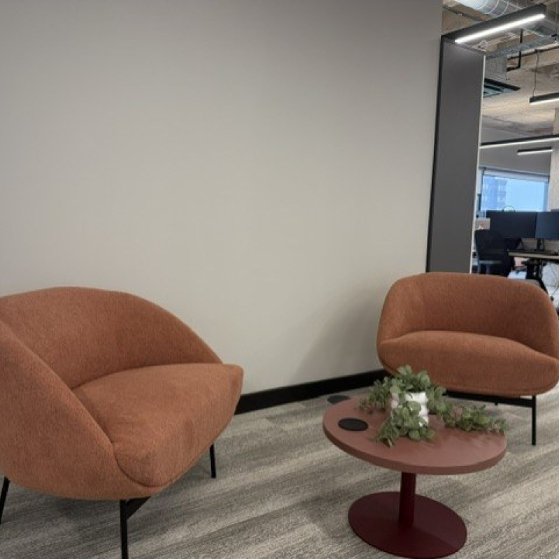 two sofa chairs with coffee table