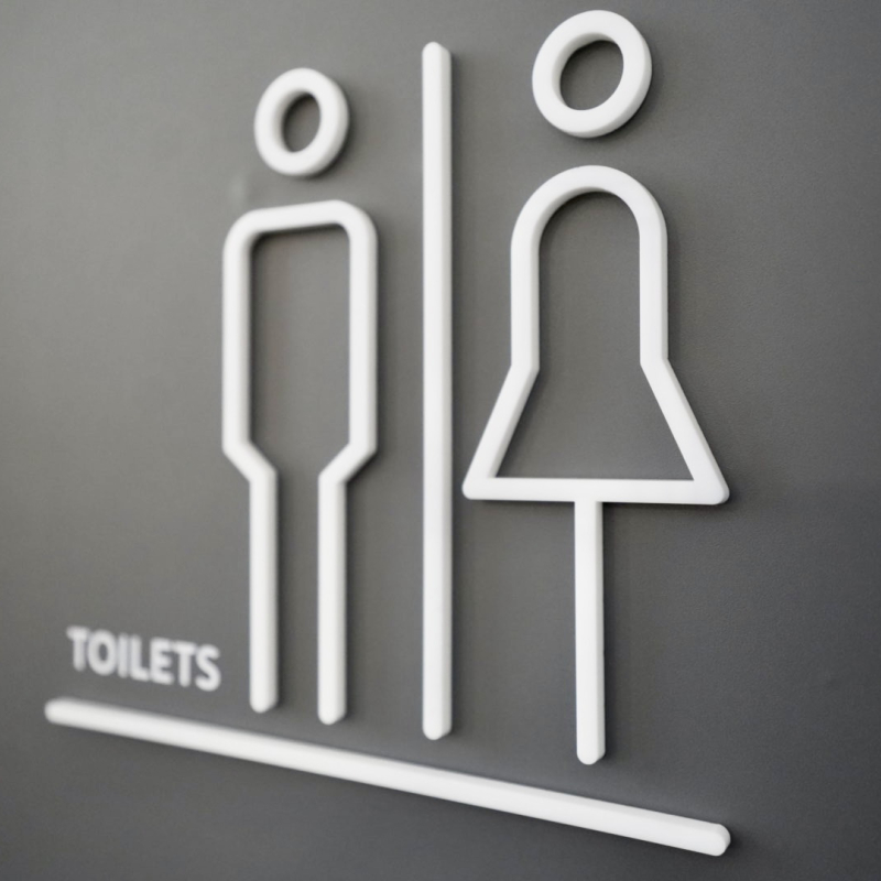 signage for the toilet in the common areas in building