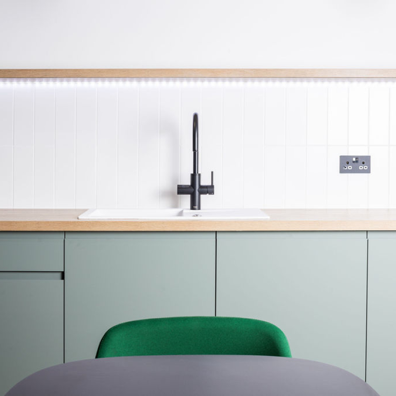kitchen unit and sink with hot tap