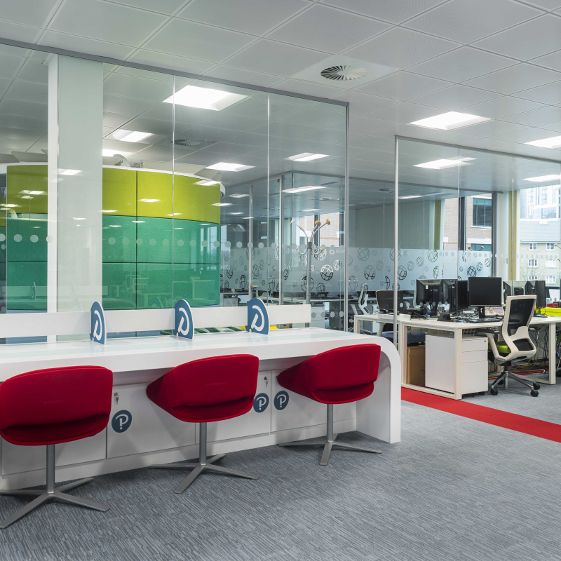 Chairs and office space inside Pearson Vue.