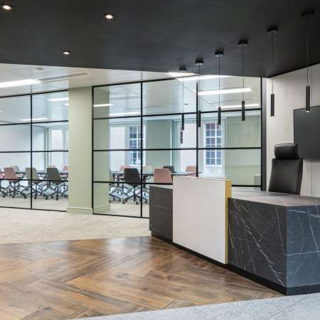 reception desk with view of boardroom